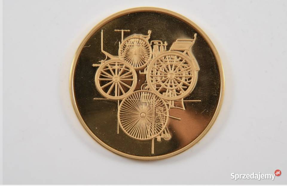 Złota moneta na 100 lecie firmy Mercedes 1 z 3 Szczecin sprzedam