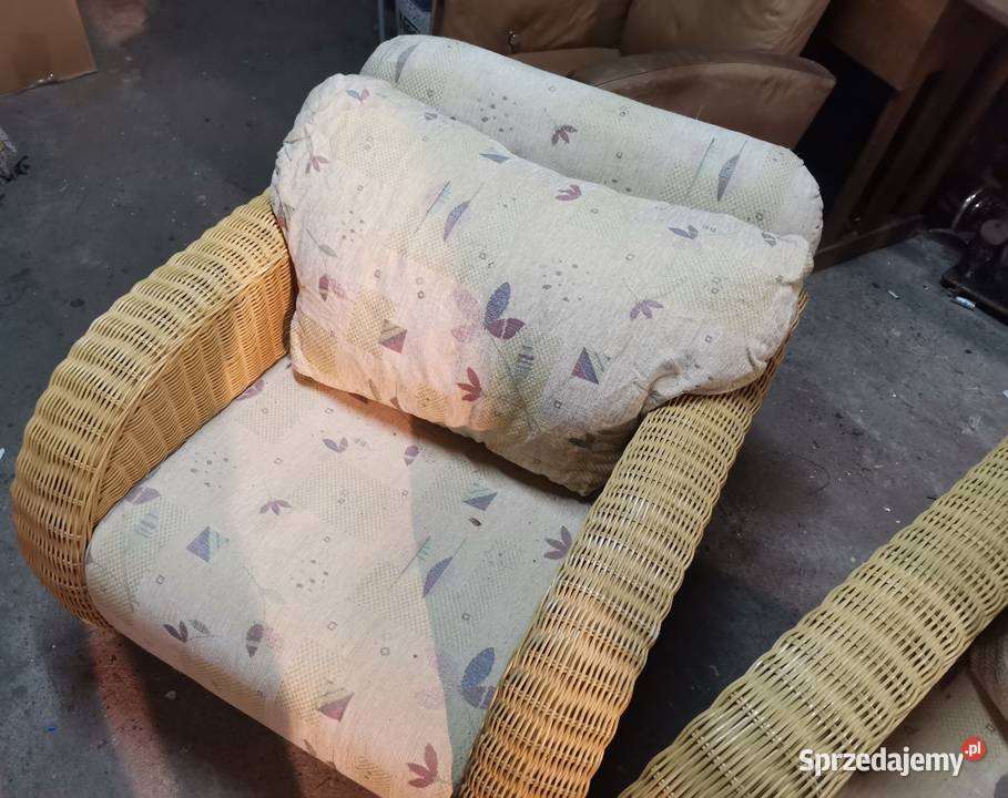 Komplet sofa plus fotel rattan wielkopolskie Trzcianka sprzedam
