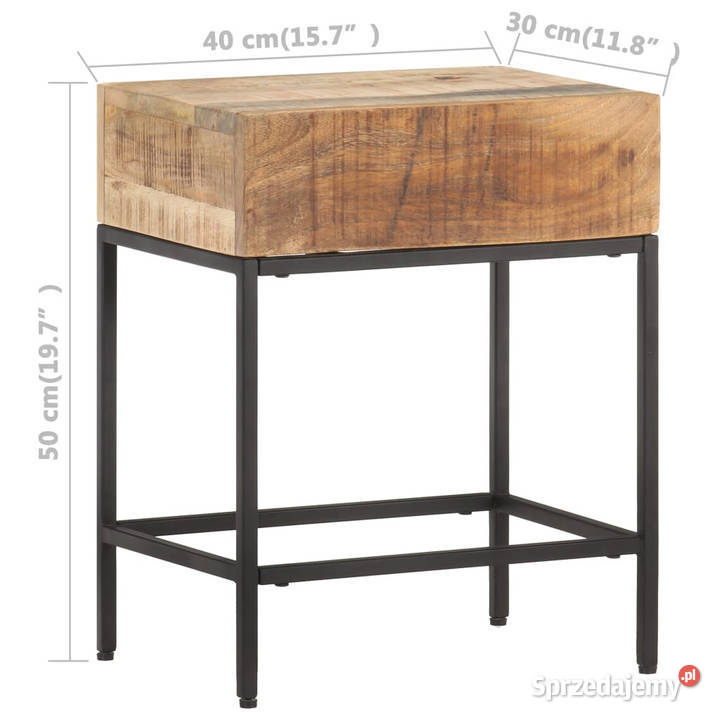 Stolik boczny 40x30x50 surowe drewno mango Warszawa sprzedam