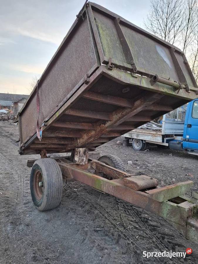 Przyczepa wywrotka 1osiowa wlasna hydraulika nieuszkodzony Przyczepy rolnicze Busko-Zdrój sprzedam