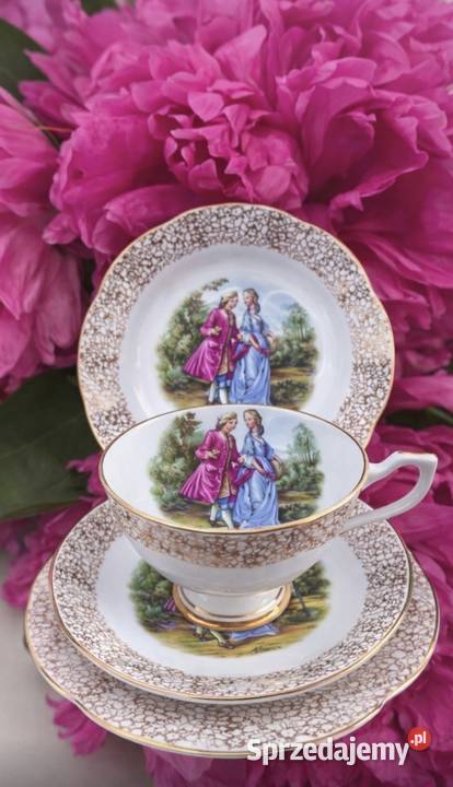 Angielska porcelana kostna ze scenkami Pabianice