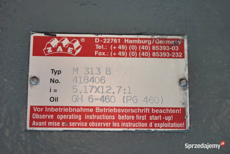 Motoreduktor kątowy 22kw 22obrmin Kargowa