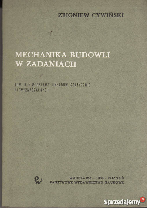 01603 MECHANIKA BUDOWLI W ZADANIACH TOM II