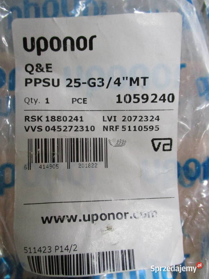 Złączka Uponor QE PPSU 25G34 MT RSK 1880241 Mogilno