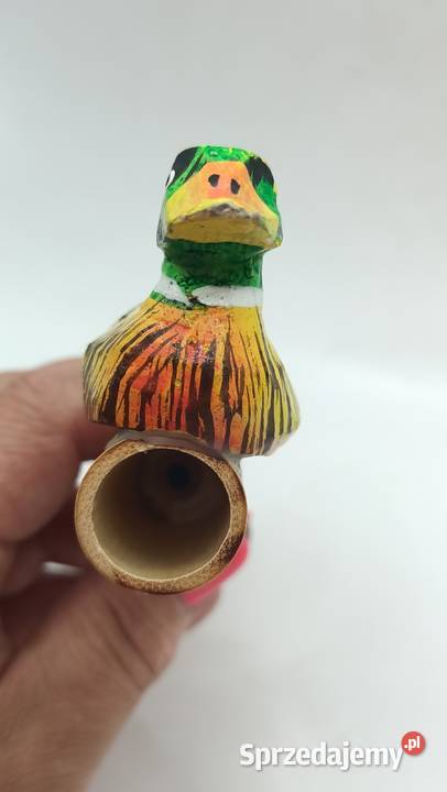 Drewniany gwizdek z kaczką ręcznie malowany Zamość