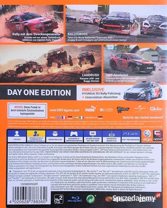 DIRT 4 PLAYSTATION 4 PLAYSTATION 5 4 5 sportowe Kraków