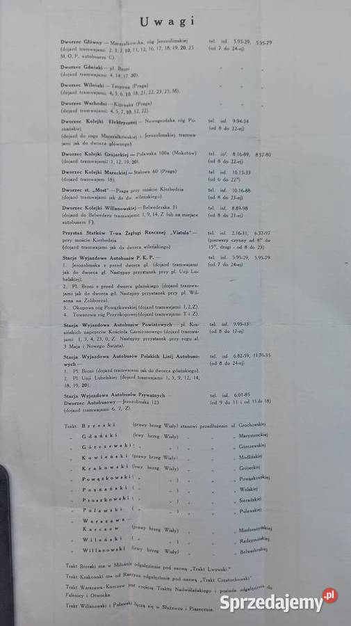 Przedwojenne papierowe Tabelaryczne wykazy Wieluń