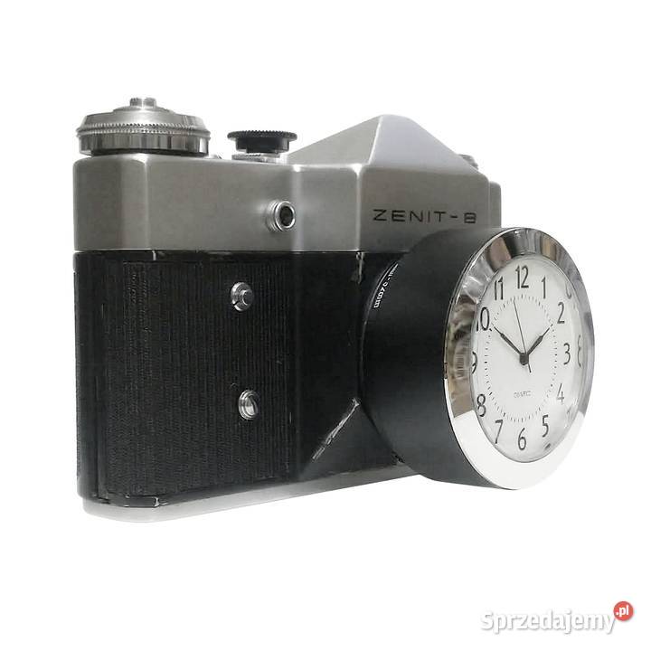 Zegar na półkę biurko aparat fotograficzny retro