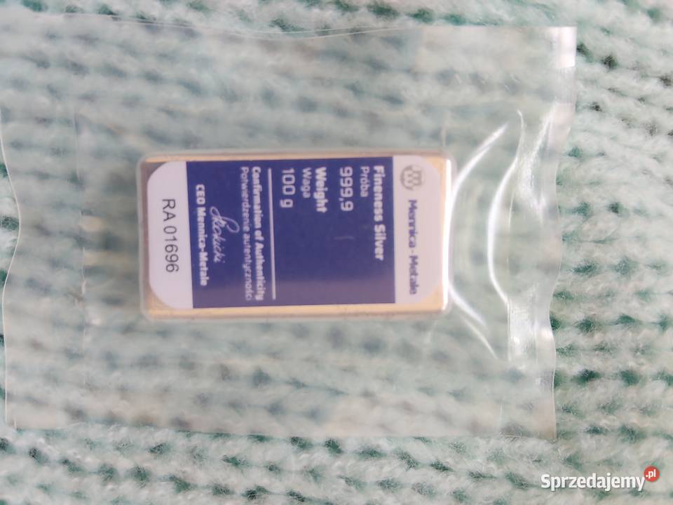 Sztabka srebra sztabki 9999 Mennica Metale Warszawa