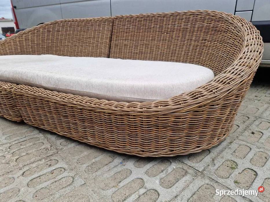 Kanapa Sofa rattanowa naturalny rattan GRUBY Siedlisko
