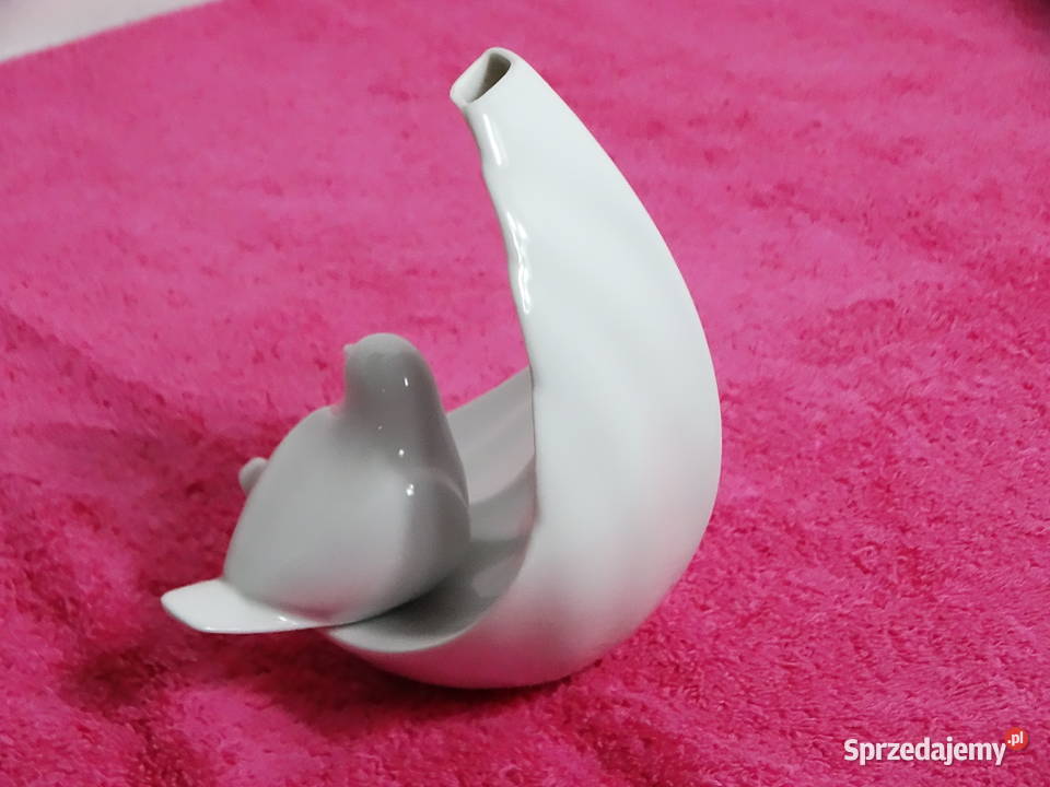 Porcelanowy wazonik figurka Ptaszek lubelskie