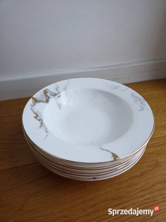 Komplet 6 głębokich talerzy marberis białe Liszki