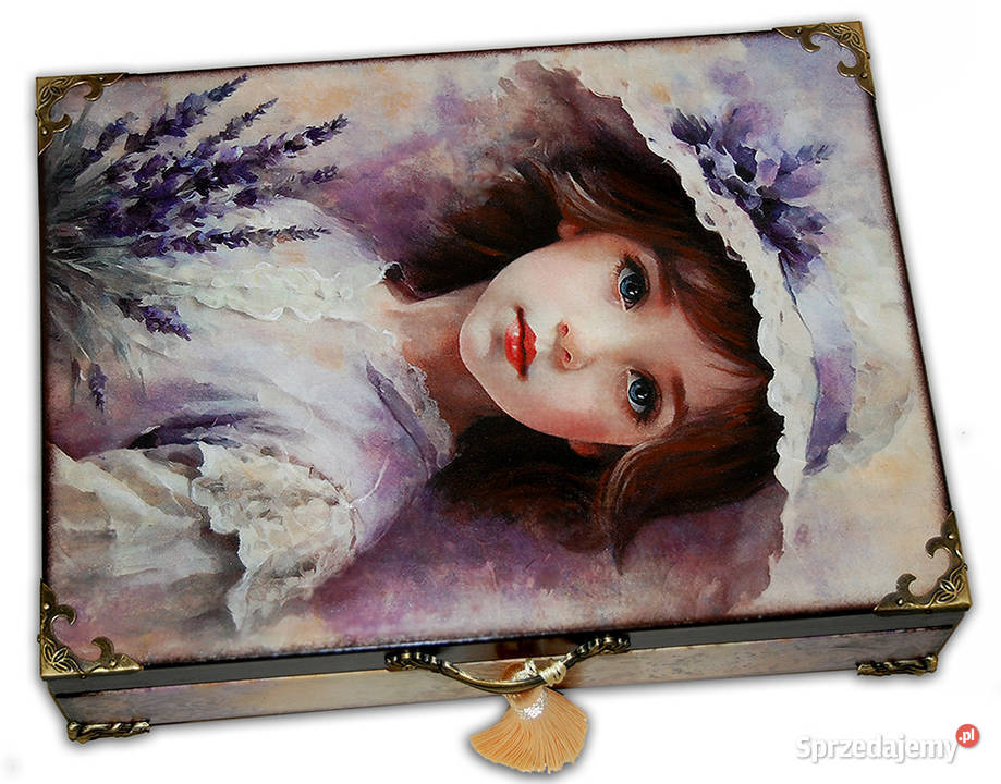 SZKATUŁKA drewniane pudełko LAVENDER GIRL 27x20 wielokolorowy Pozostałe kujawsko-pomorskie Bydgoszcz