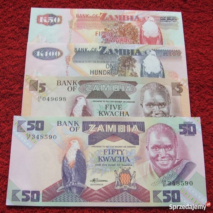 ZAMBIA Kolekcjonerskie Banknoty Zestaw 4 sztuki Katowice sprzedam