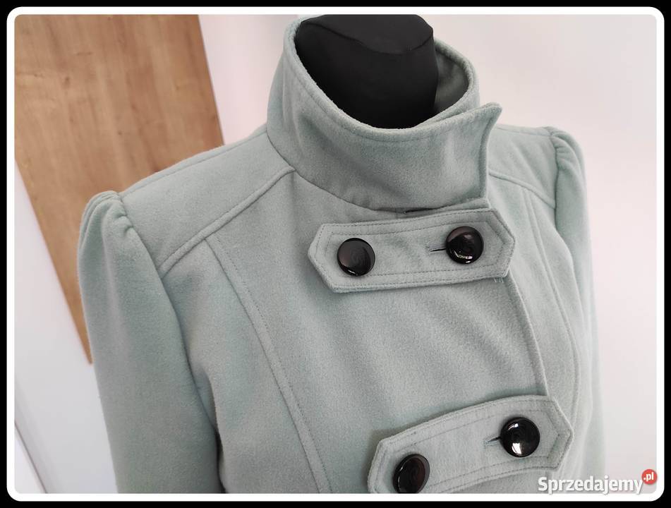 Miętowy krótki płaszcz damski rozmiar 42 XL Rozmiar 42(XL) Płock