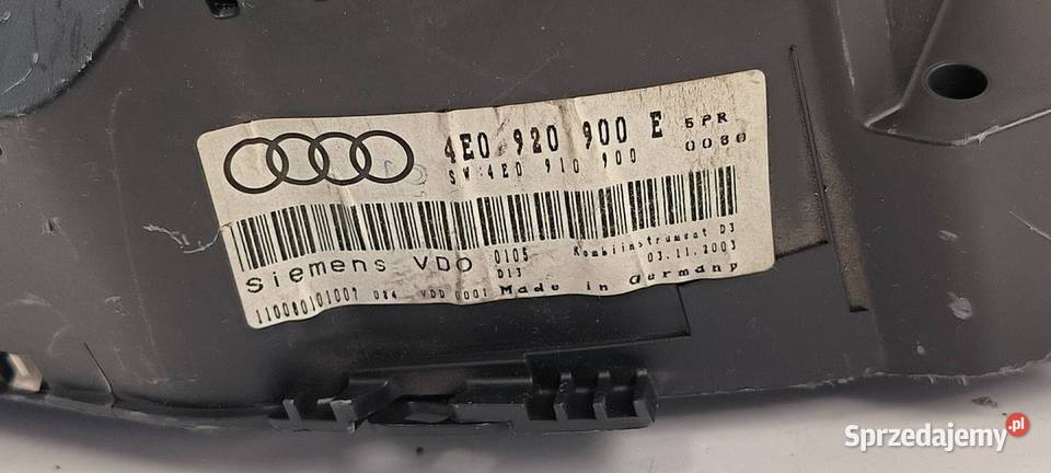 LICZNIK ZEGAR AUDI A8 D3 4E0920900E Lipno