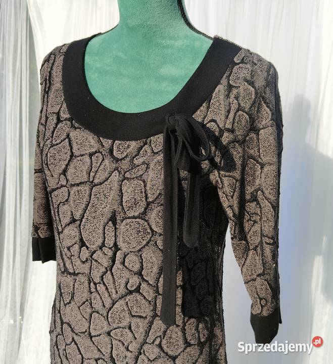 Prosta sukienka 40 L 42 XL czarna szara beżowa czarny