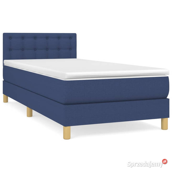 Łóżko kontynentalne z materacem niebieskie 88cm