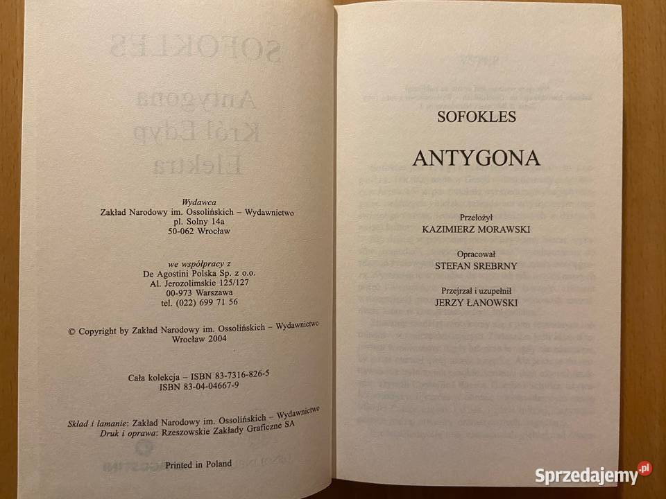 Sofokles Antygona Król Edyp Elektra śląskie Katowice sprzedam