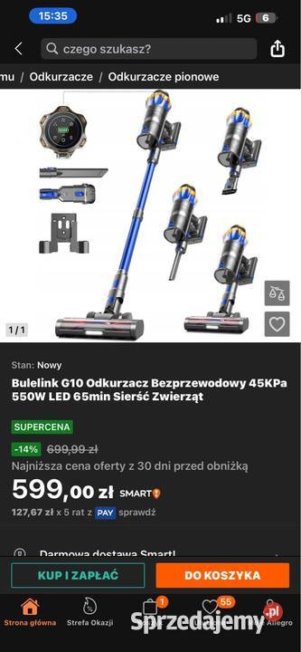 Bulelink Odkurzacz bezprzewodowy 45000 Pa 550W wielkopolskie sprzedam