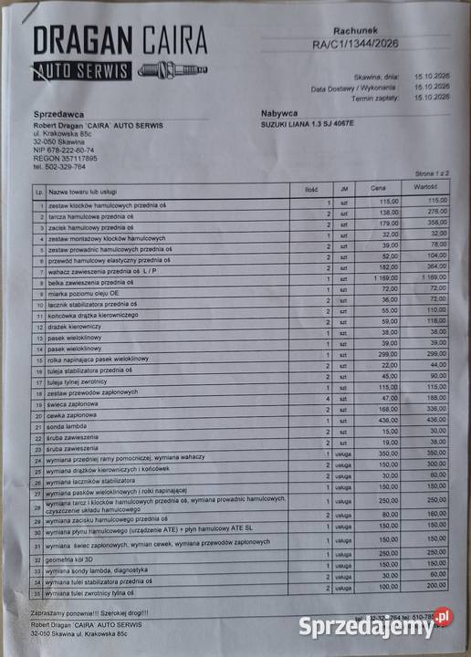 Suzuki Liana 13 benzyna poduszka powietrzna małopolskie Lipowa sprzedam