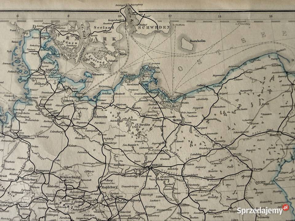 Historyczna Mapa Kolejowa 1869 Polska Niemcy Czerwionka-Leszczyny sprzedam