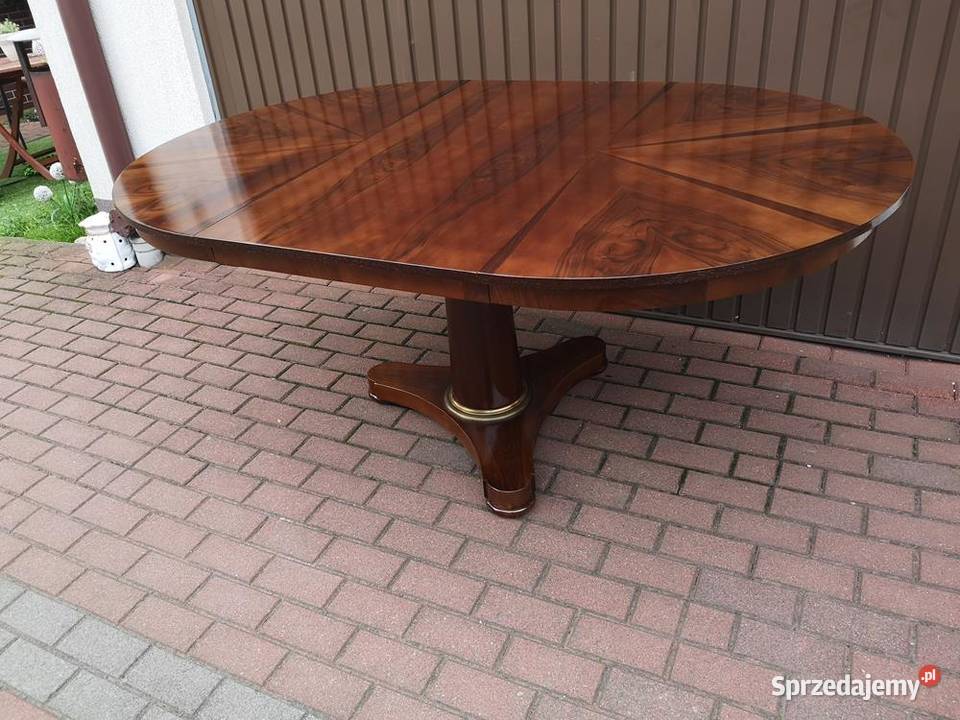 Stół ArtDeco Orzech Biedermeier Unikat Okrągły Meble