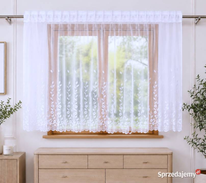 Firana 400x145 FIRANY firanki proste białe mazowieckie Radom