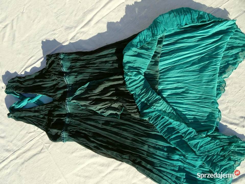 Zwiewna Elegancka sukienka wizytowa 38 40 zielony Nowy Sącz