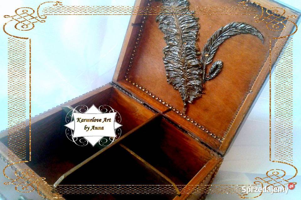 Herbaciarka szkatułka rękodzieło prezent