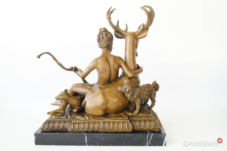 Diana z Jeleniem figura z brązu myśliwska Antyki Gizałki