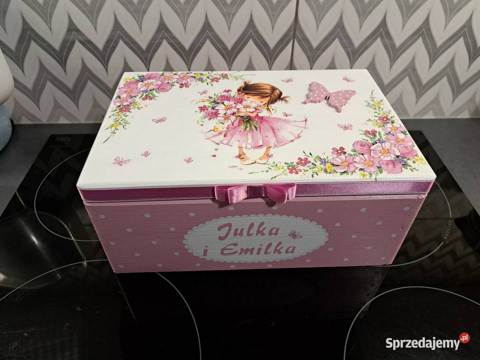 Kuferek z dziewczynką szkatułka decoupage Kędzierzyn-Koźle