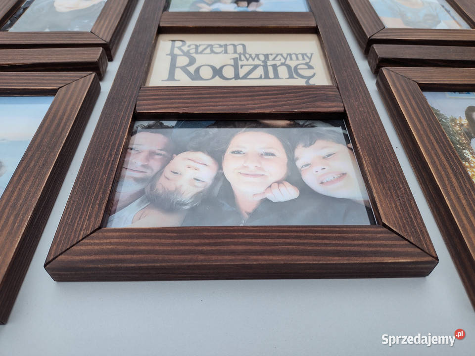 Drewniana Multirama Ramka na 12 zdjęć 10x15 Poznań