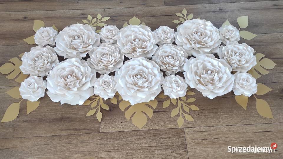 Kwiaty z papieru3D zestaw biały Jaroszyn-Kolonia