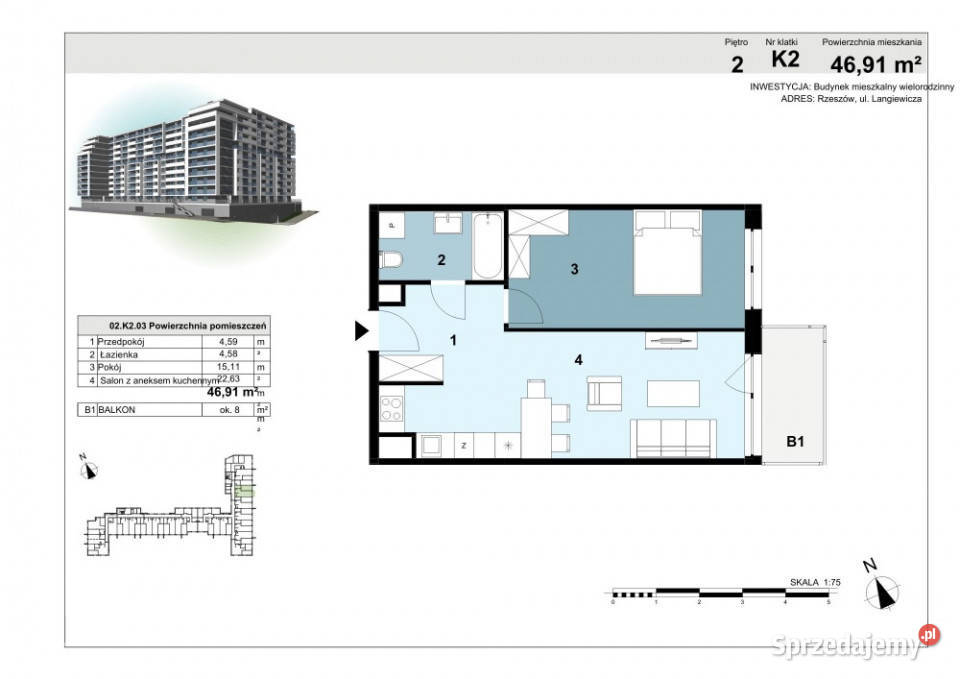 Nowe 2 Pokojowe Mieszkanie 47 m2 Centrum Rzeszów