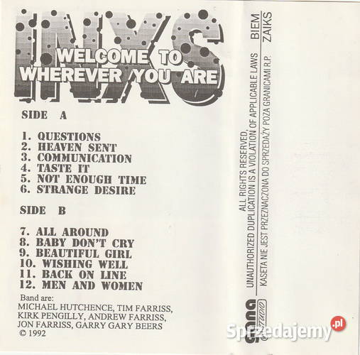 kaseta INXS Welcome Wherever You Are Takt kaseta