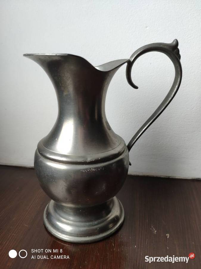Stary dzbanek z cyny sygnowany Kraków