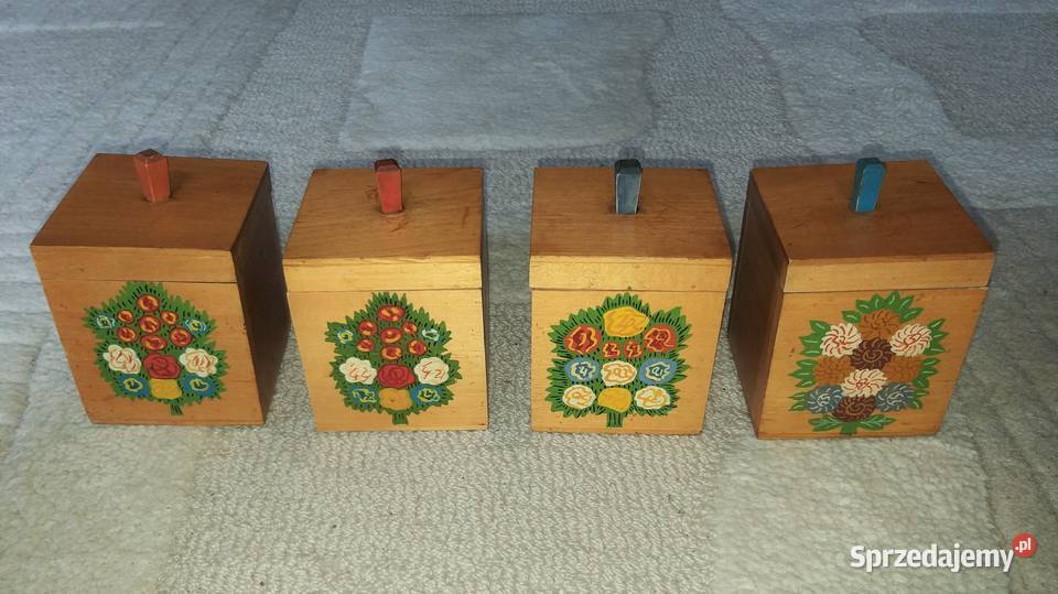 4 ozdobne pudełka na przyprawy zestaw Warszawa sprzedam