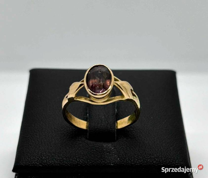Złoty Pierścionek Brązowy Kamień pr 585 364g Biżuteria Elbląg