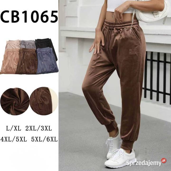 Nowa kolekcja Welurowe spodnie dresowe duże brązowy/beżowy wielkopolskie Leszno sprzedam