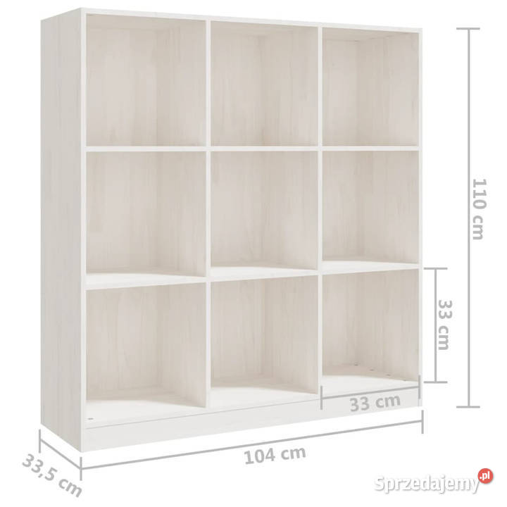Regał na książkiprzegroda biały 104x335x110 lita