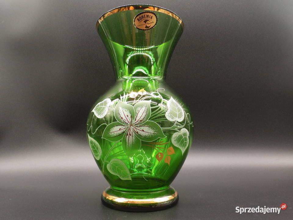 Szklany wazon z Czech Bohemia wykonany z Raszków