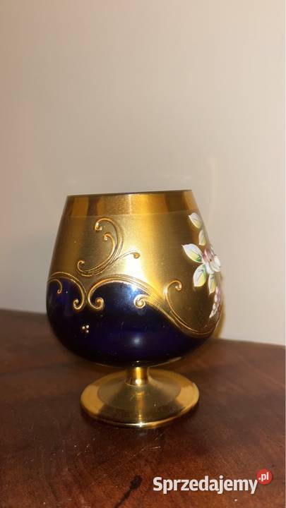 Kieliszek Bohemia Kobaltowe szkło Ręcznie Porcelana i szkło Gdańsk