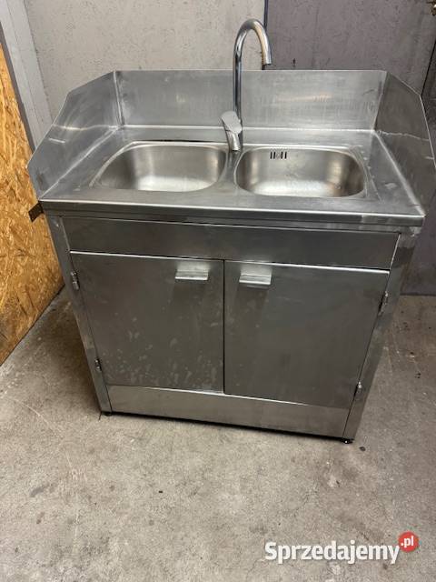 Zlew gastronomiczny dwukomorowy z szafką stal Głogówko