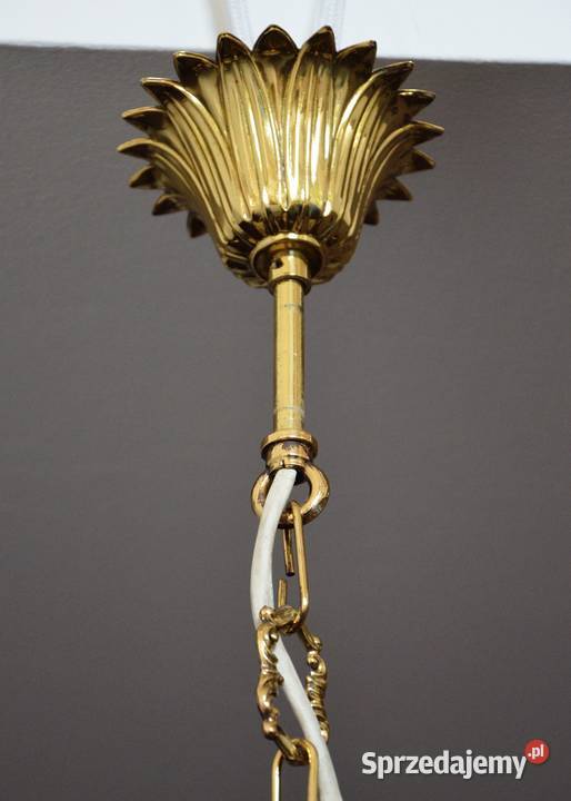 żyrandol stylowy złoty mosiądz kryształki stary Lampy wiszące wielkopolskie