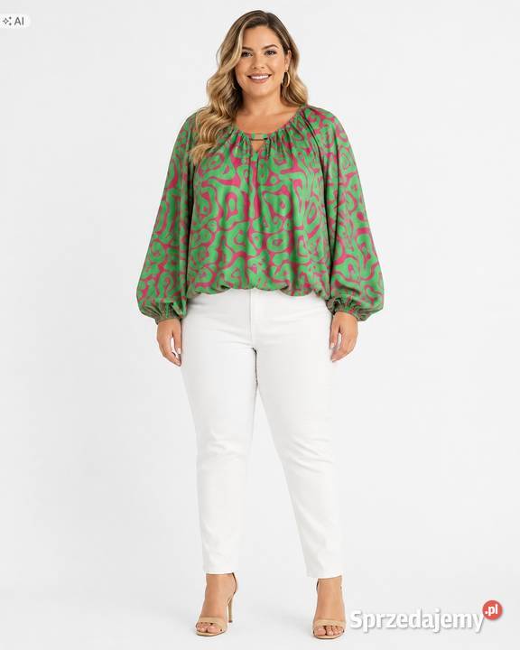 Bluzka damska oversize XL zielonoróżowa zielony łódzkie Pątnów