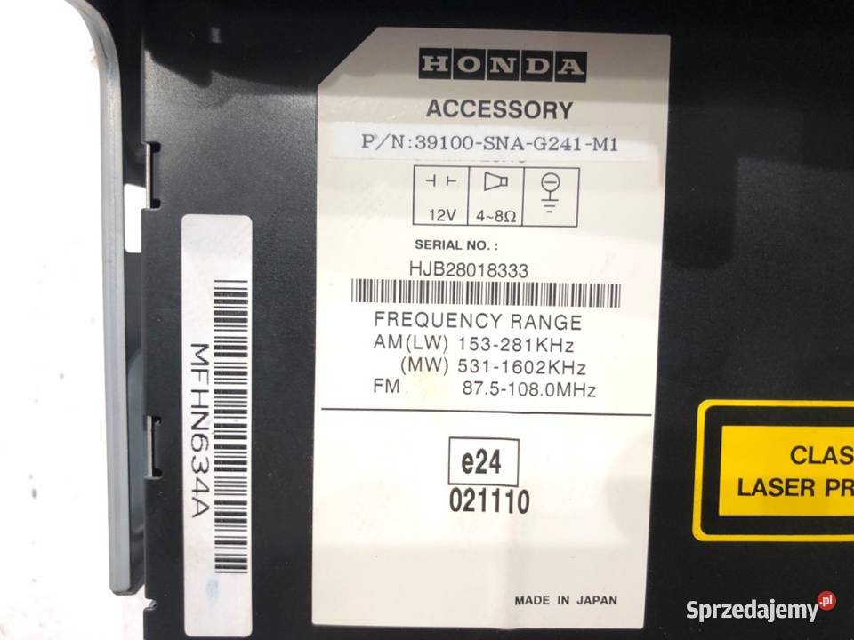 RADIO HONDA CIVIC VIII 39100SNAG241M1 ODTWARZACZ sprzedam