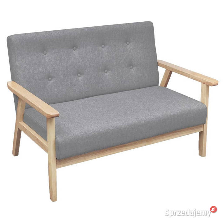 Sofa 2osobowa tapicerowana tkaniną jasnoszara Warszawa sprzedam