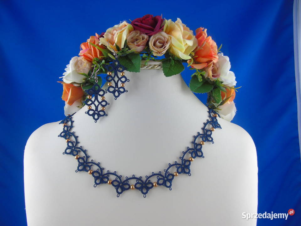 Biżuteria frywolitkowa Wiśniowa sprzedam