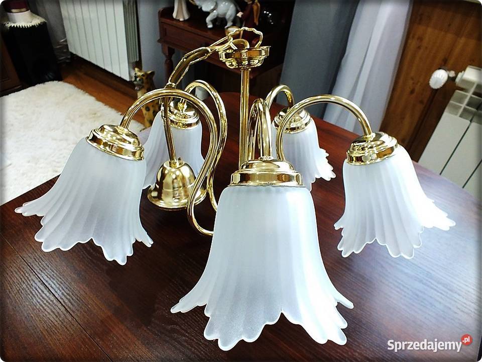 Lampa wisząca sufitowa Złoty żyrandol 5 ramienny Żary